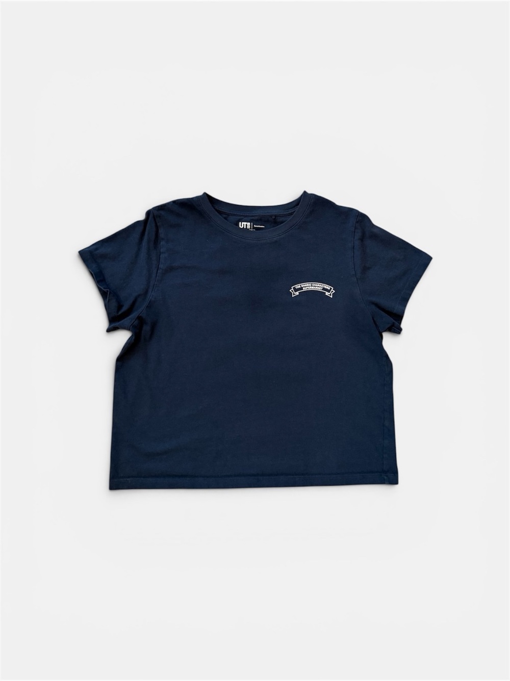 Uniqlo Navy Crop Tee with Minimal Chest Graphic